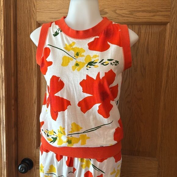 GENE EWING BIS Vintage 1990 Poppy Floral Sleeveless Top & Pants 2 Piece Set - Picture 2 of 12